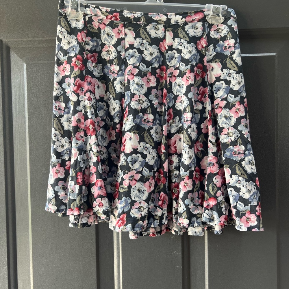 Floral A-Line Skirt - Pink and White